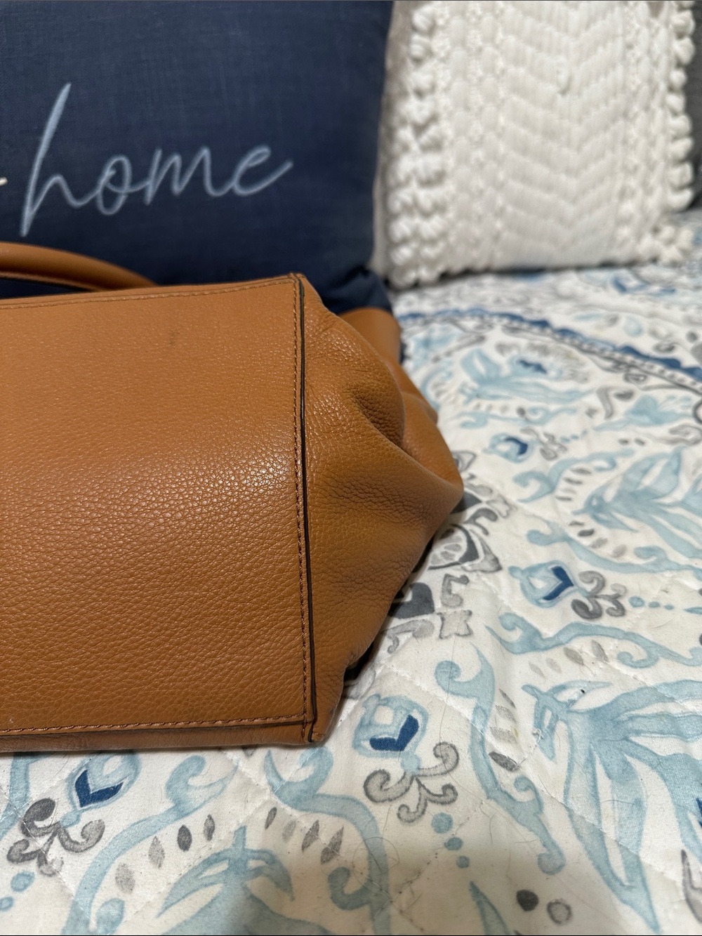 Tory Burch Brown Pebbled Leather Logo Tote - Picture 4 of 9